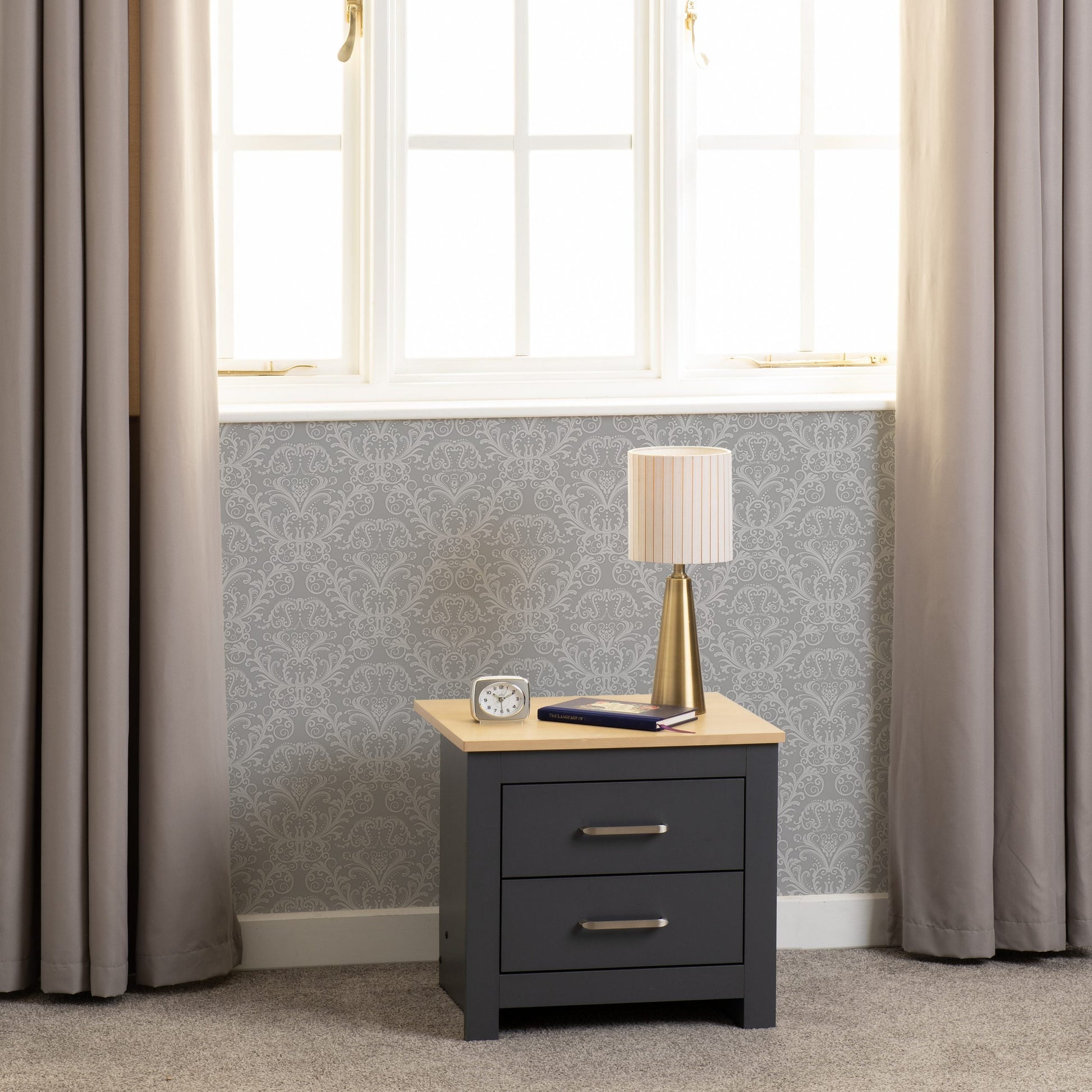 Portland Trio White/Grey/Oak Effect Wardrobe Bedroom Set