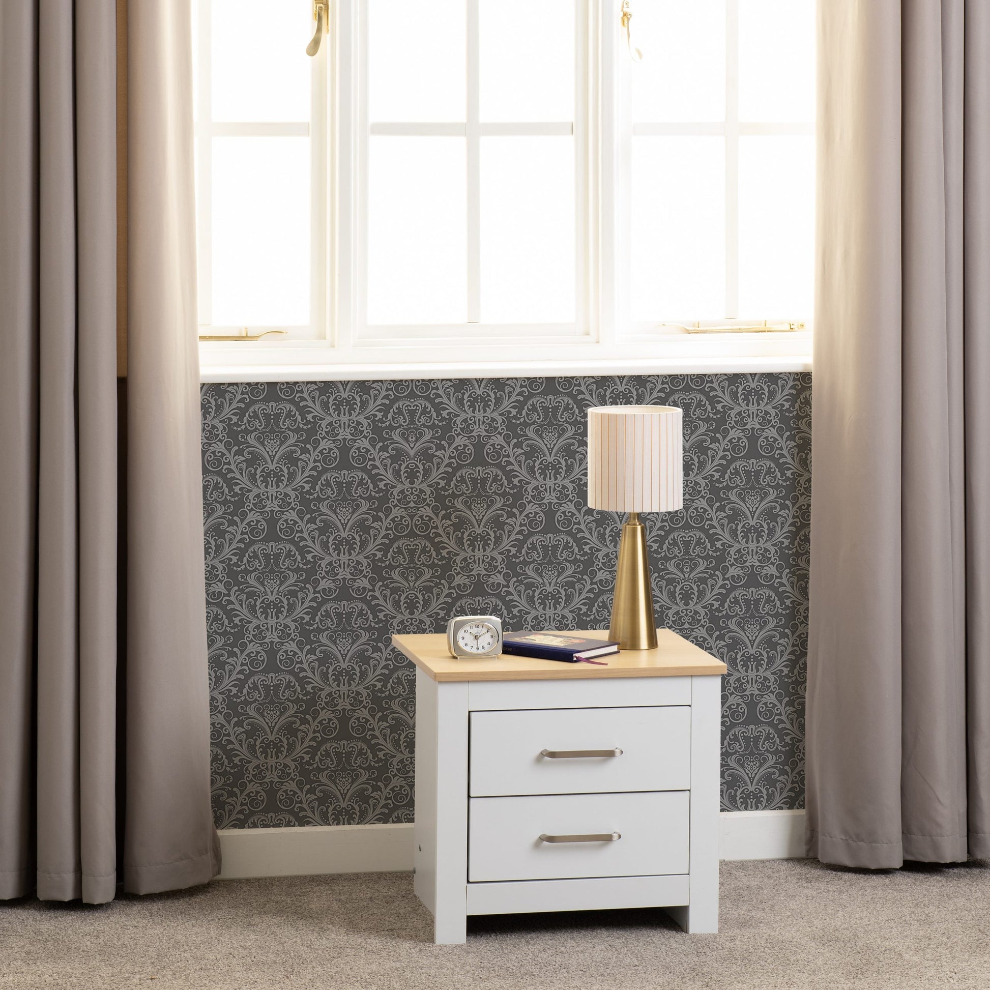 Portland Grey/Oak Effect 2 Door Wardrobe.