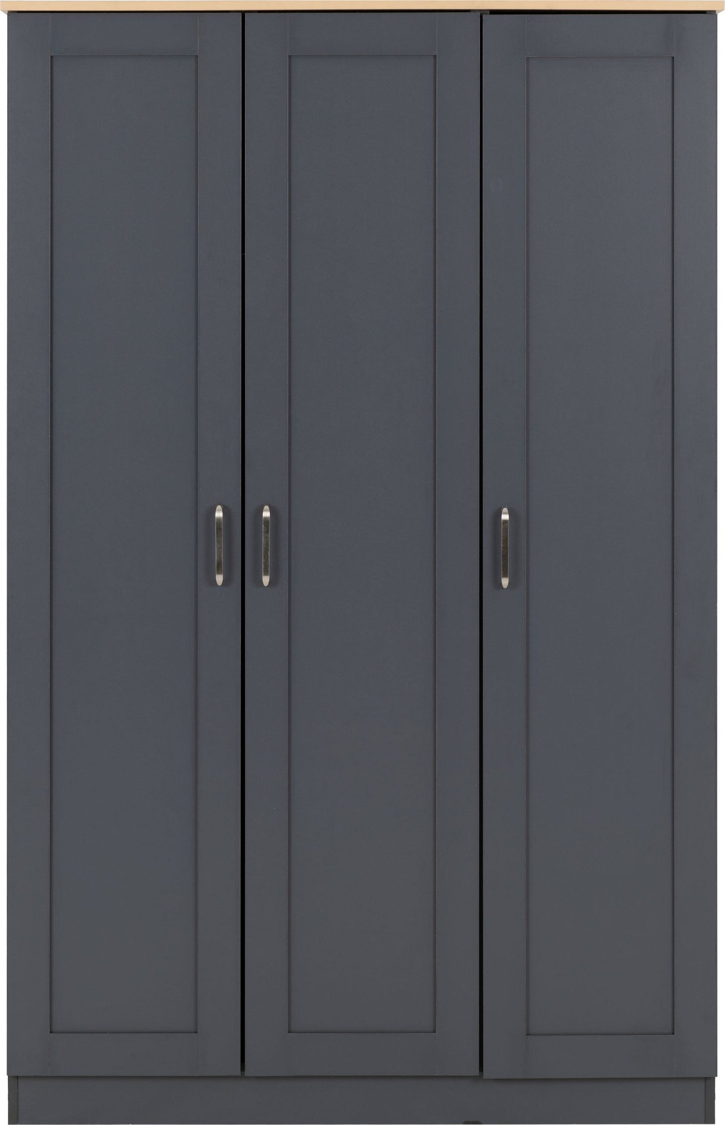 Portland White/Grey/Oak Effect 3 Door Wardrobe