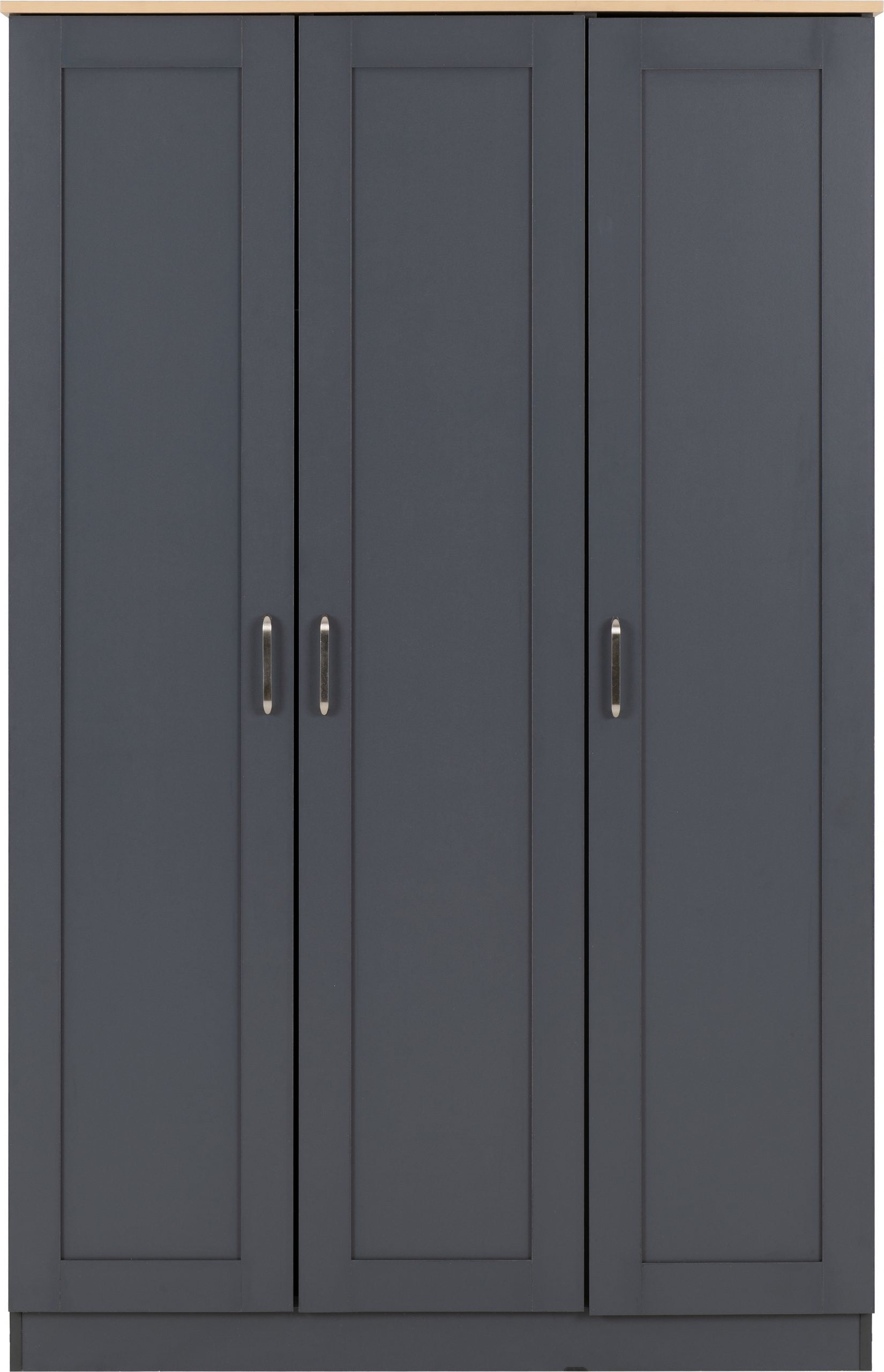 Portland Trio White/Grey/Oak Effect 3 Door Wardrobe Bedroom Set