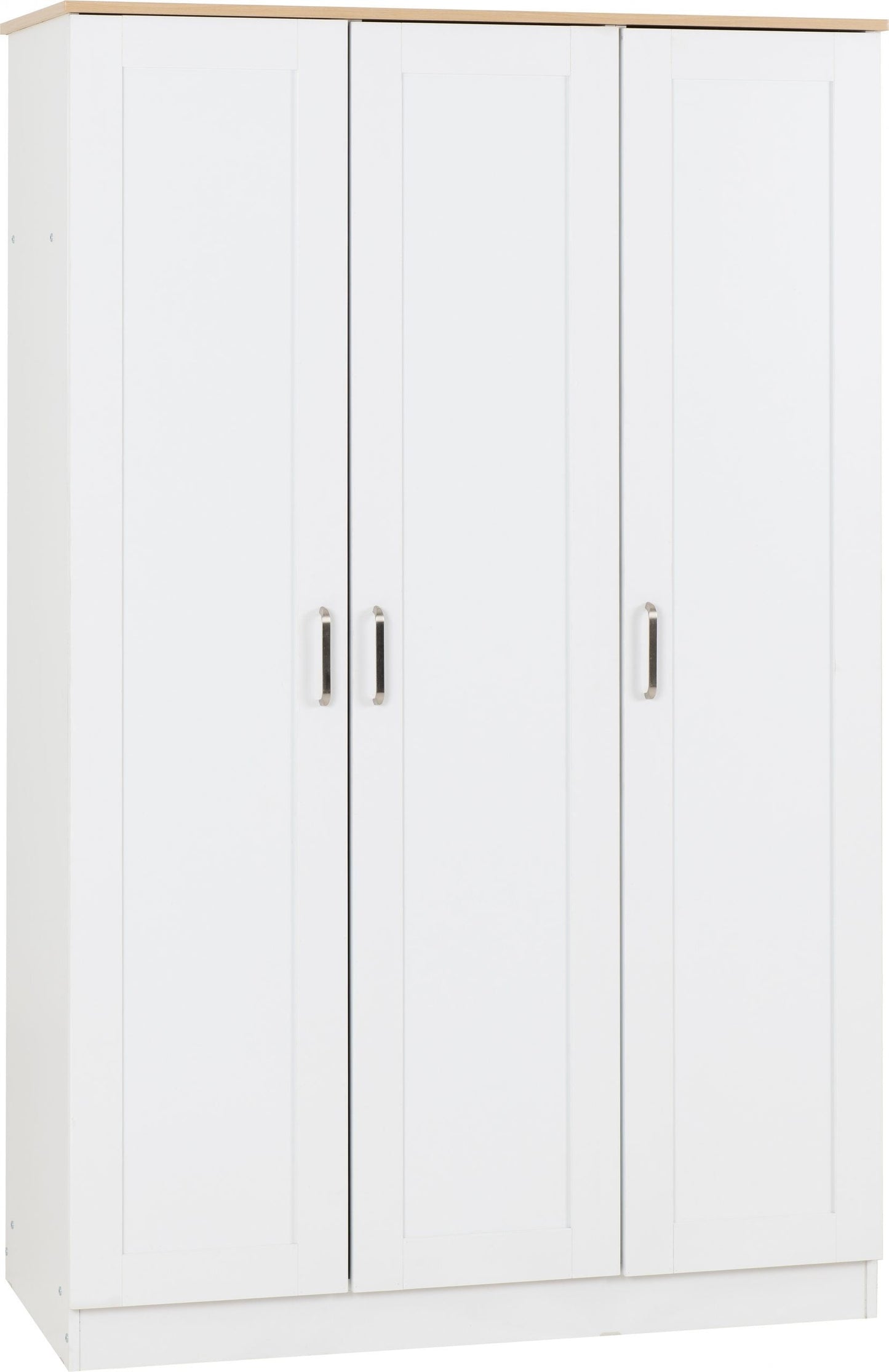 Portland White/Grey/Oak Effect 3 Door Wardrobe