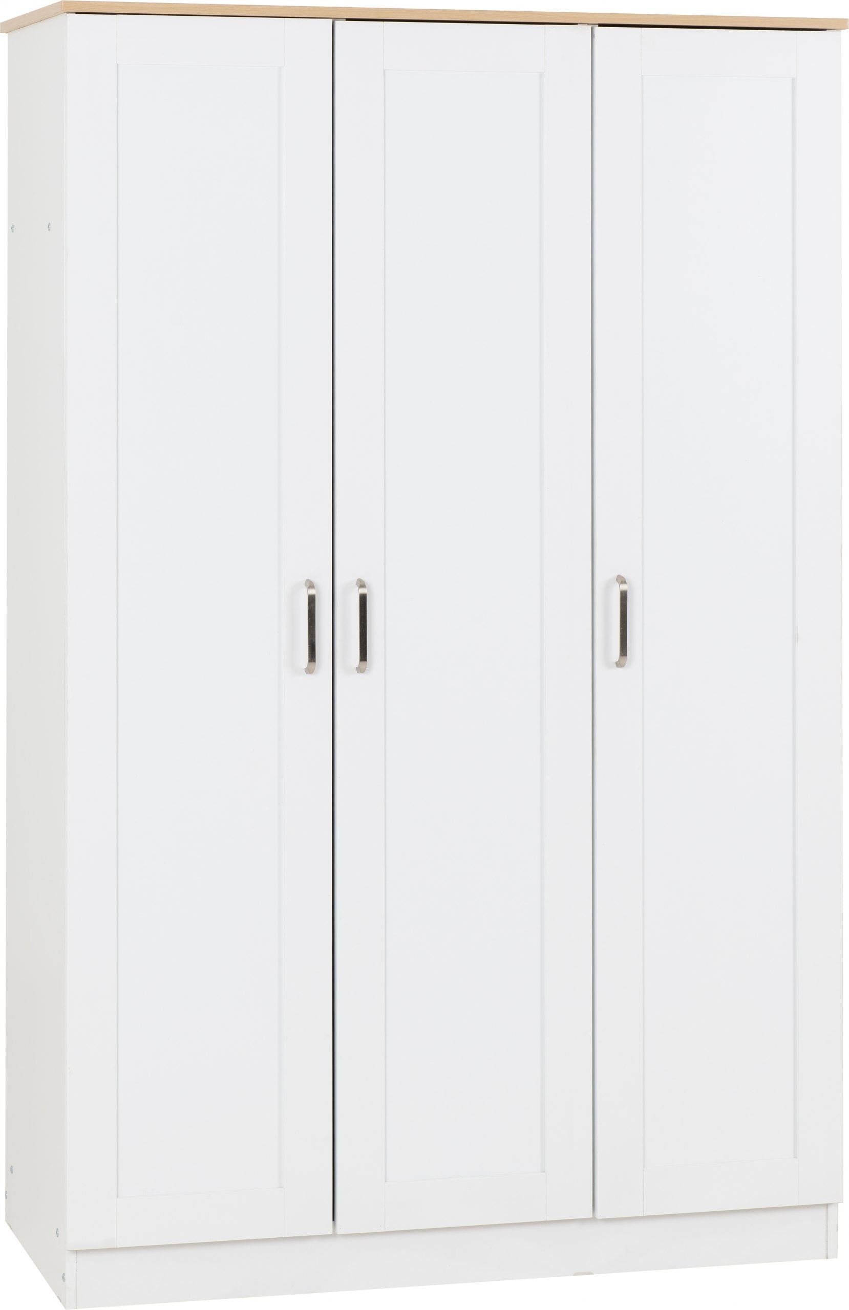 Portland Trio White/Grey/Oak Effect 3 Door Wardrobe Bedroom Set