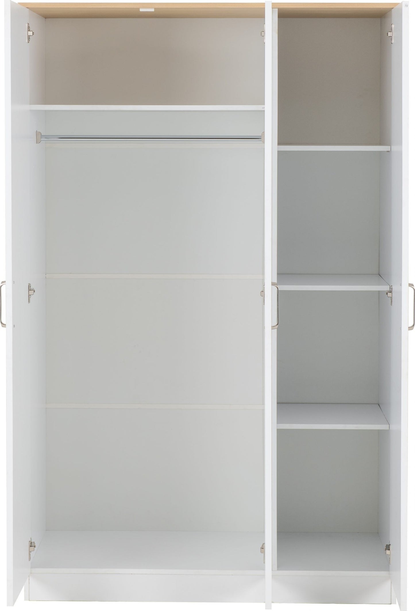 Portland White/Grey/Oak Effect 3 Door Wardrobe