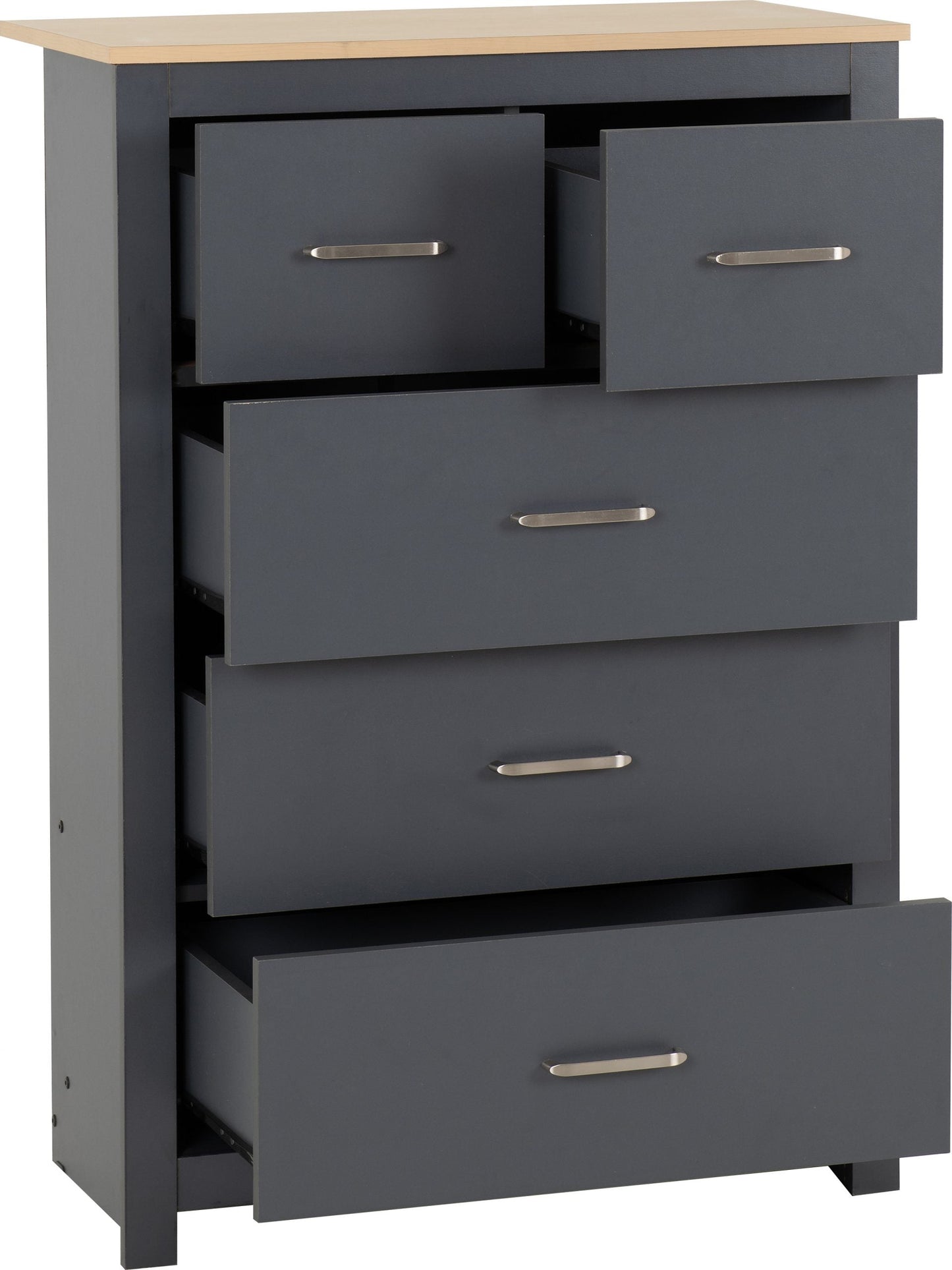 Portland Trio White/Grey/Oak Effect 2 Door Wardrobe Bedroom Set