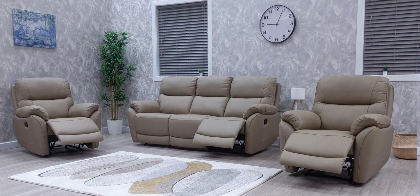 Pandora Half Leather Bisque Recliner Sofas