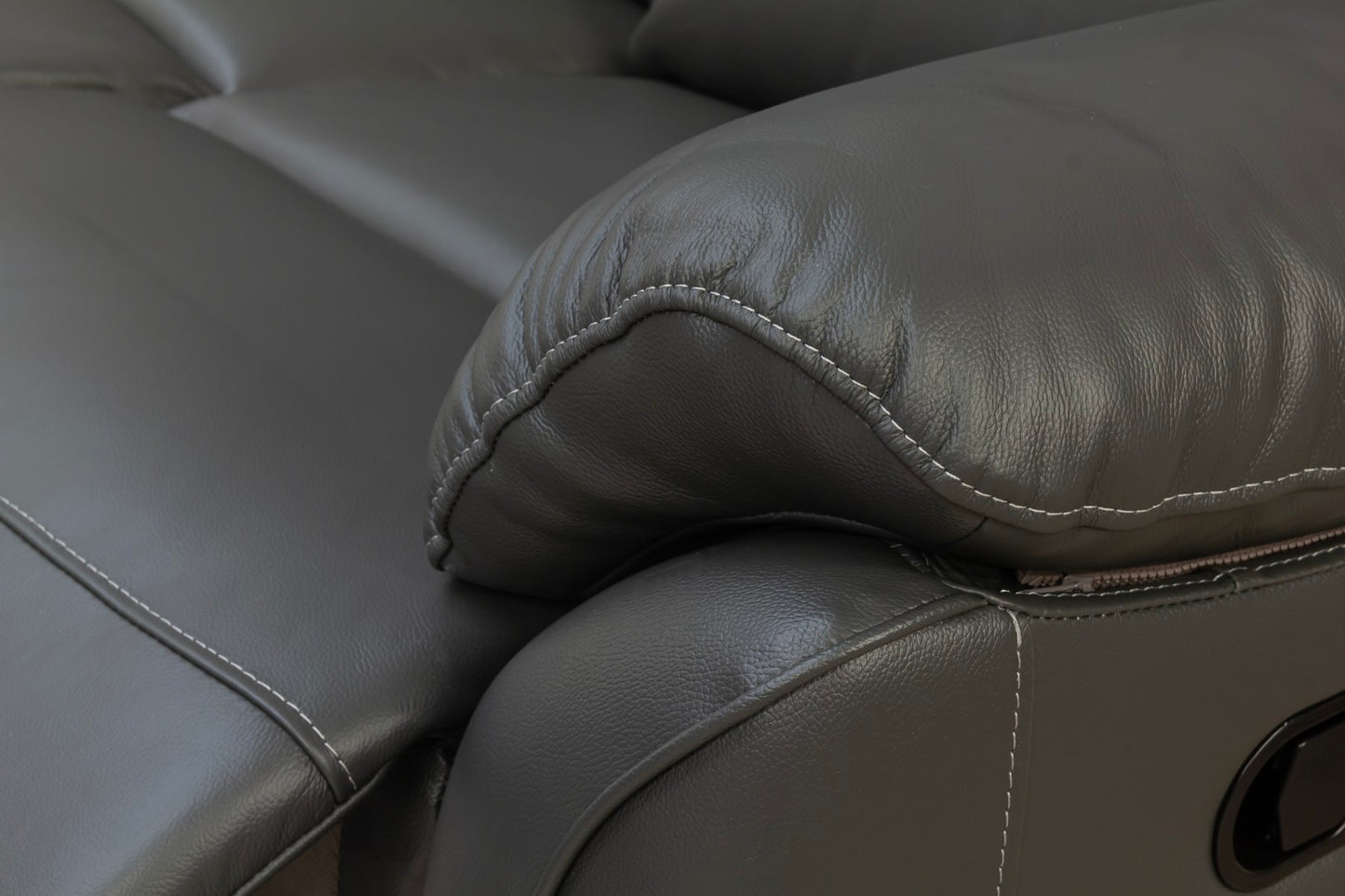 Pandora Half Leather Dark Grey Recliner Corner Sofas