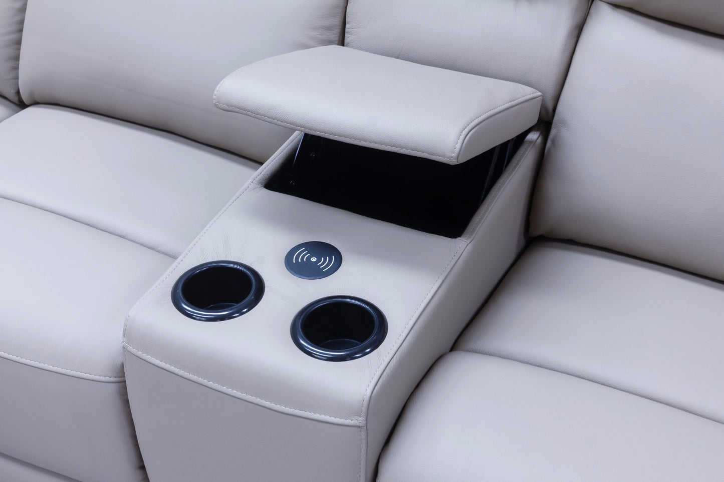 Pandora Half Leather Pearl Grey Recliner Sofas