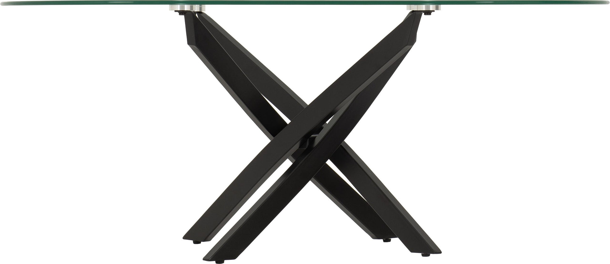 Black metal X-shaped table leg on a white background