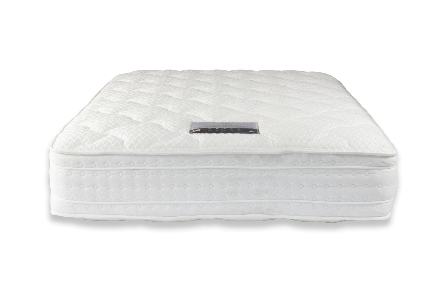 Divan Bed Set - Vermont 1000 Mattress with Cube Headboard in Comet Silver