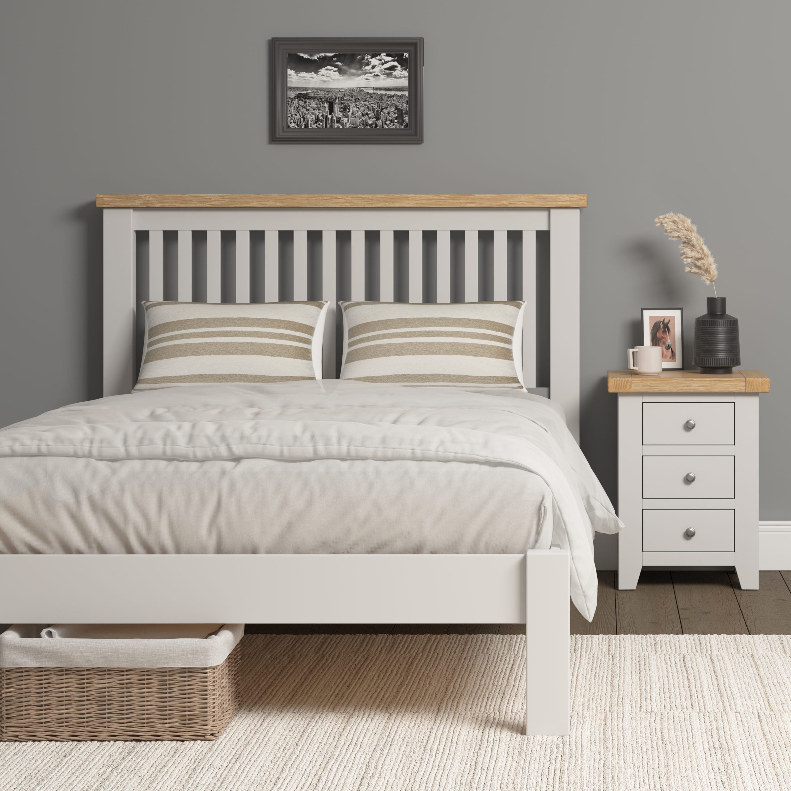 Windsor Bed Low Foot End Ivory/Oak – Sheepbridge Sofas & Beds