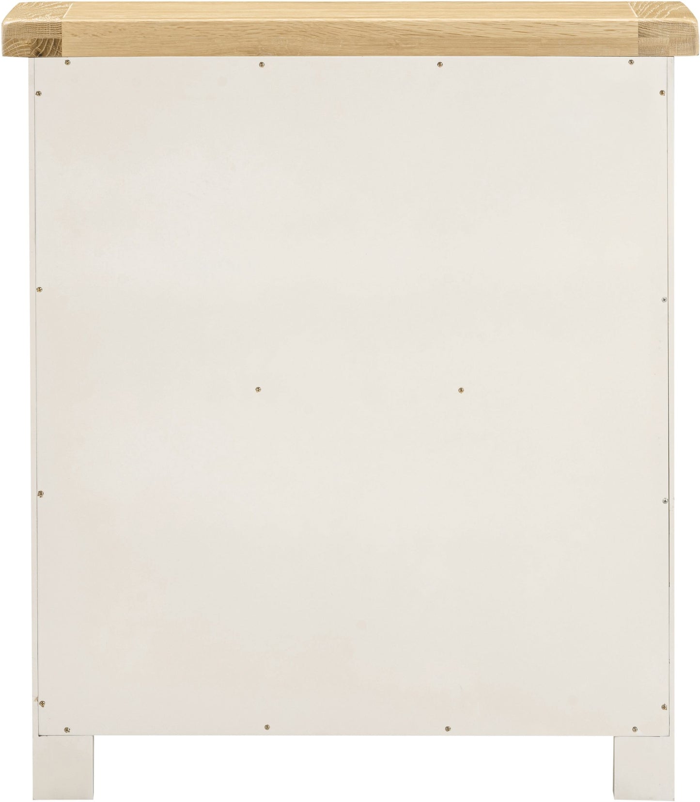 White cabinet with a wooden top on a white background