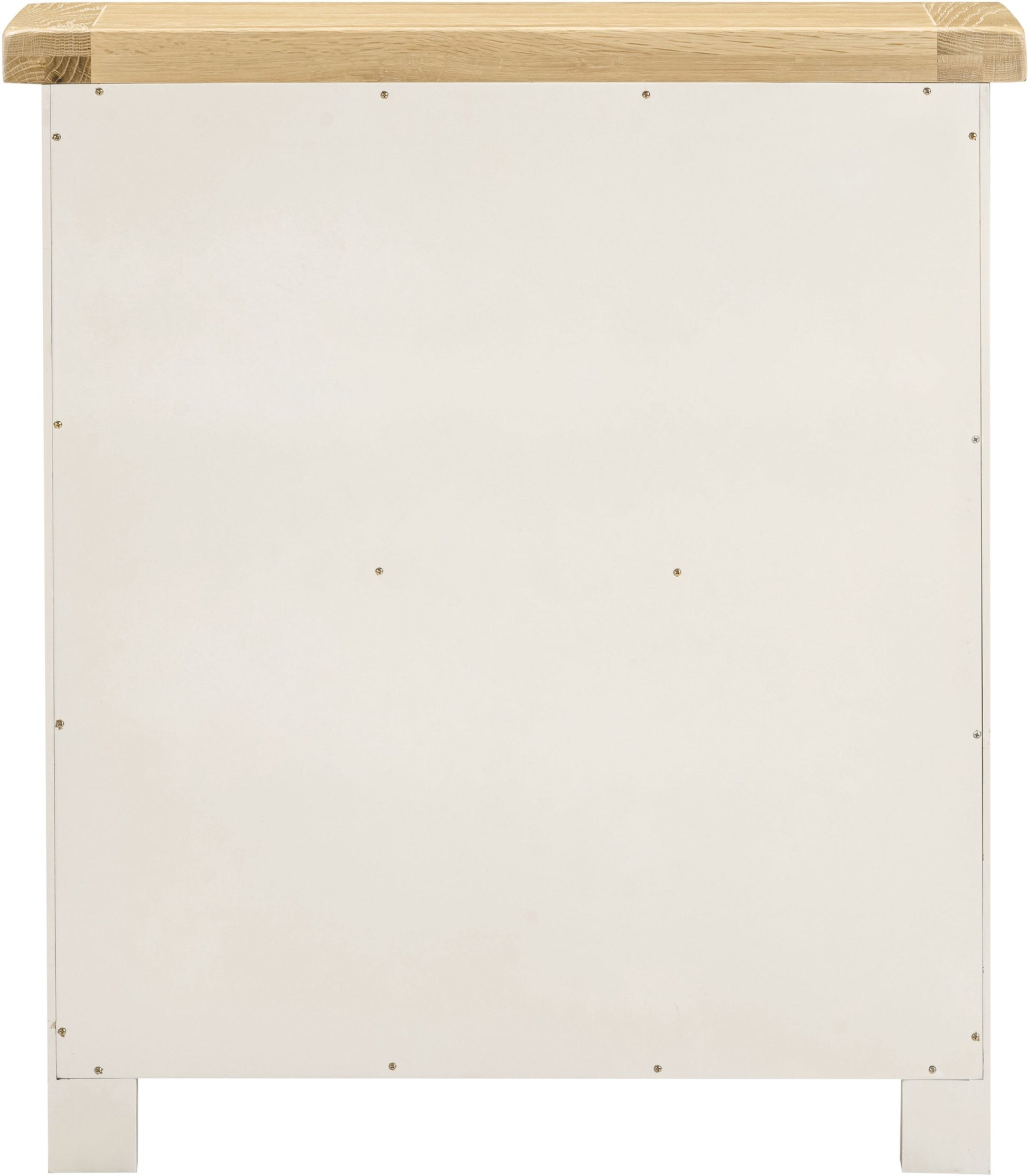 White cabinet with a wooden top on a white background