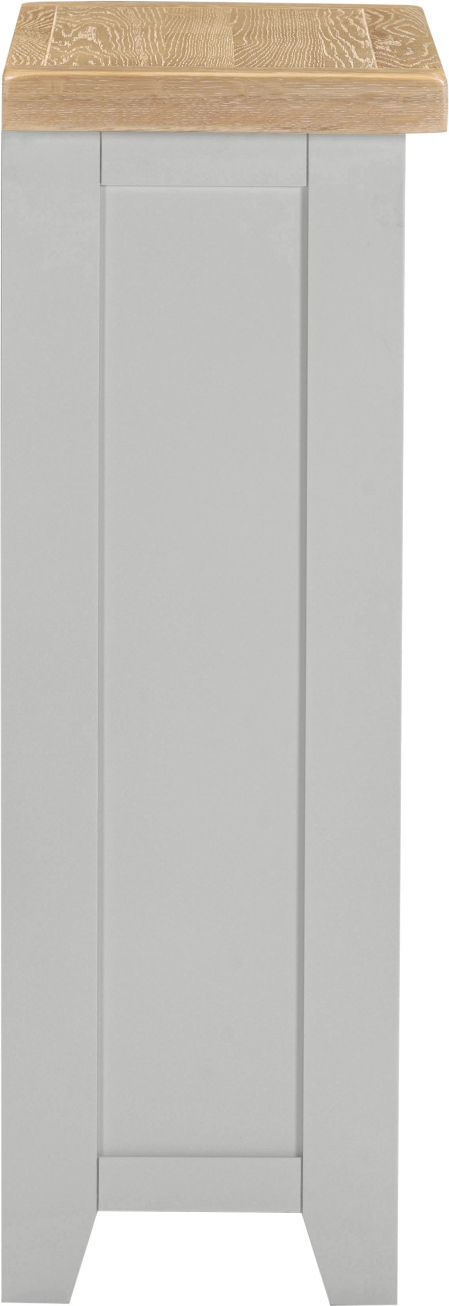 Gray cabinet with a wooden top on a white background