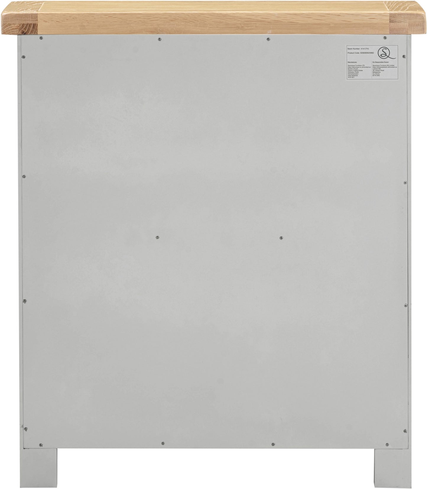 Gray cabinet with a wooden top on a white background