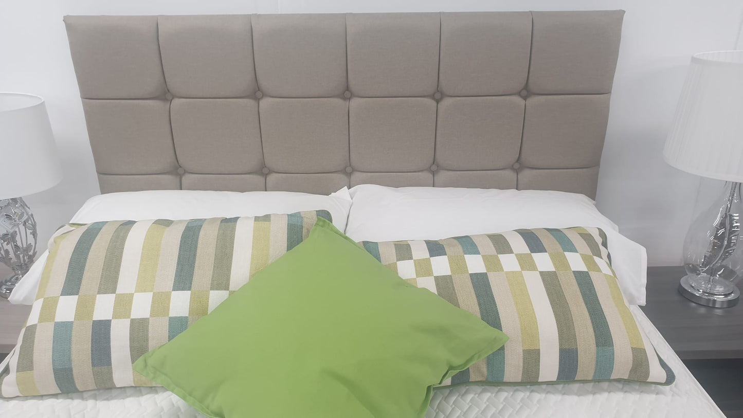 Divan Bed Set - Vermont 1000 Mattress with Cube Headboard in Sierra Mink