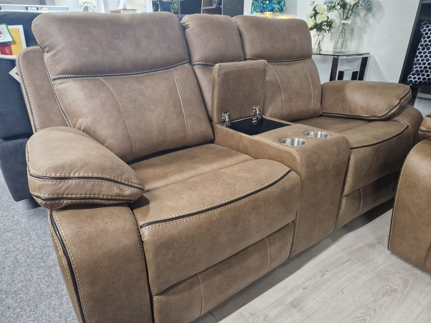 Moneen Recliner Sofas - Tan Fabric