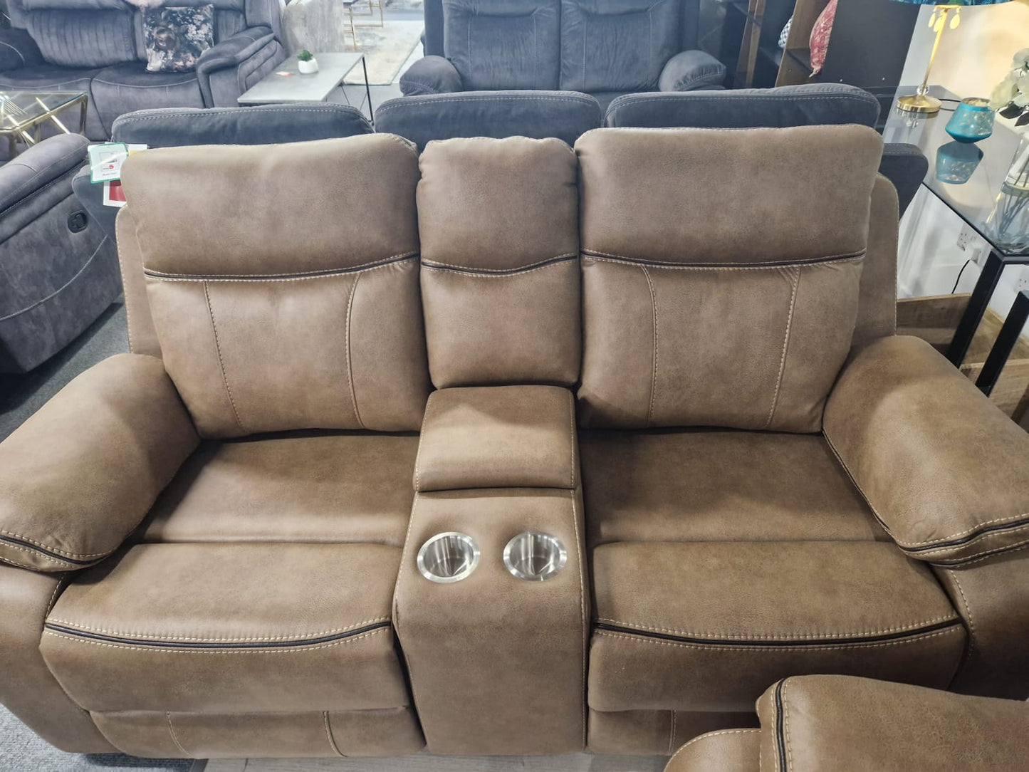 Moneen Recliner Sofas - Tan Fabric