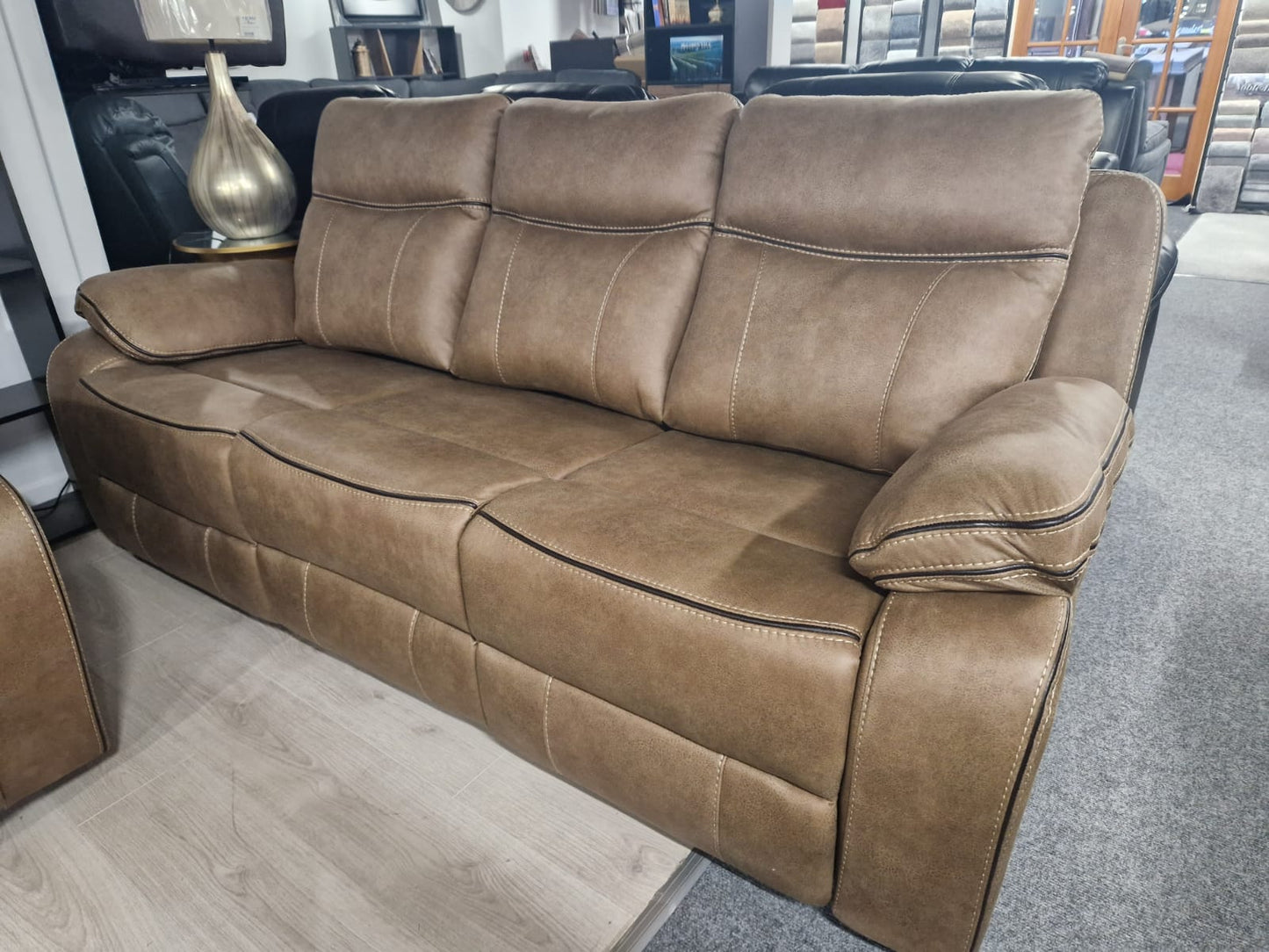 Moneen Recliner Sofas - Tan Fabric