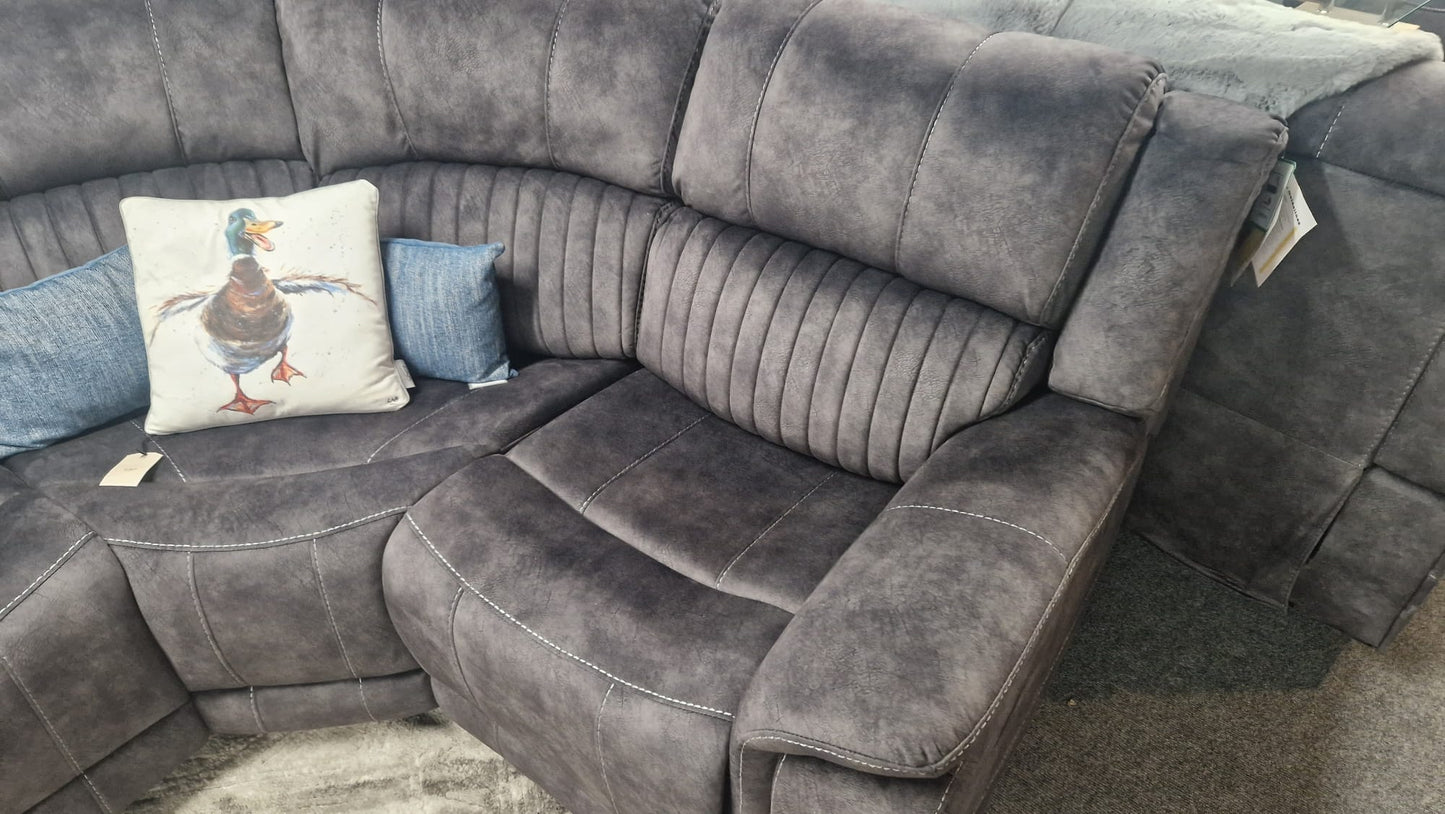 Platina Recliner Corner Sofas - Dark Grey Fabric