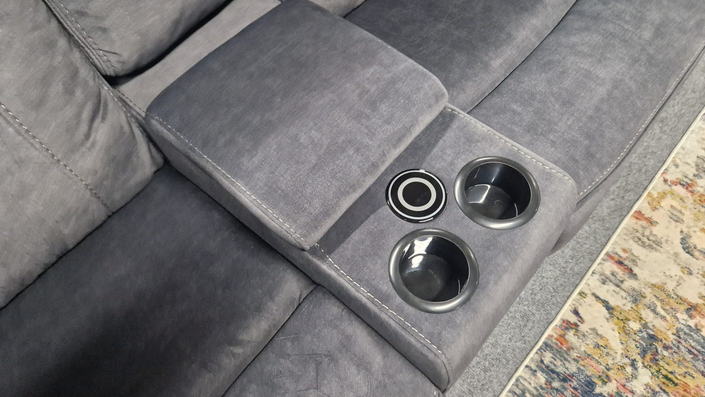 Shannon Recliner Corner Sofas - Grey Fabric
