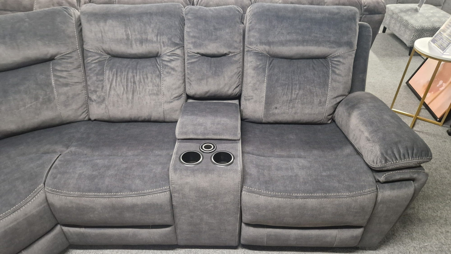 Shannon Recliner Corner Sofas - Grey Fabric