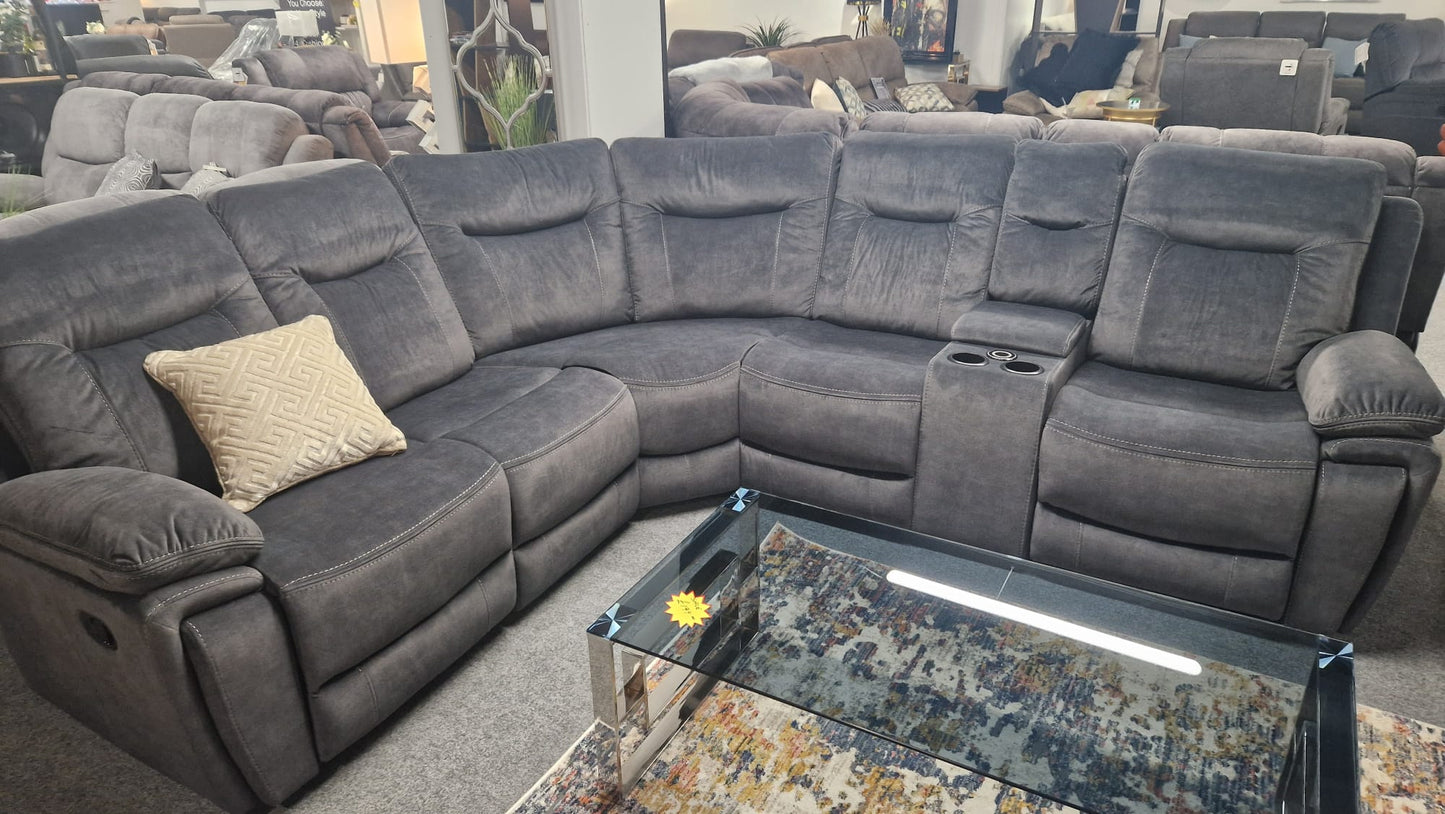 Shannon Recliner Corner Sofas - Grey Fabric