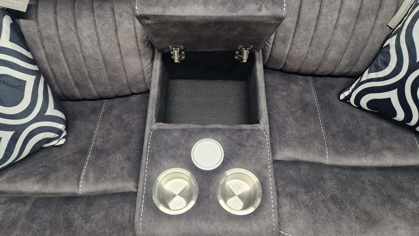 Platina Recliner Corner Sofas - Dark Grey Fabric