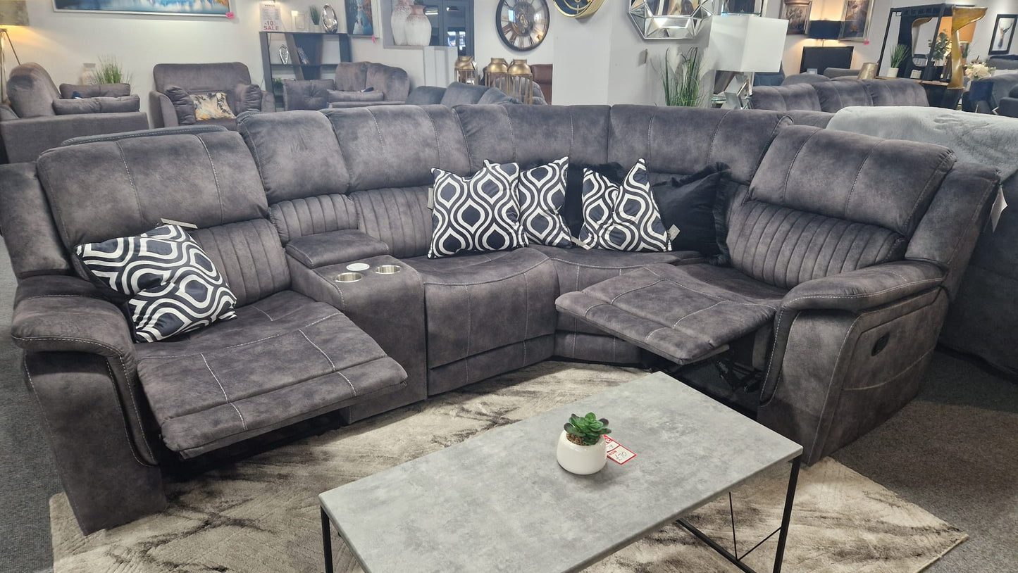 Platina Recliner Corner Sofas - Dark Grey Fabric