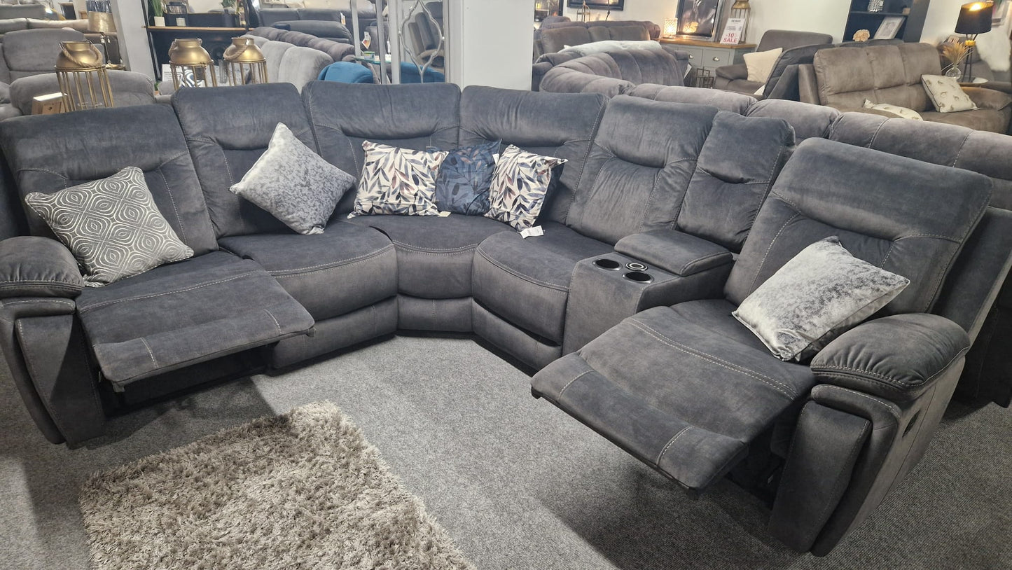 Shannon Recliner Corner Sofas - Grey Fabric