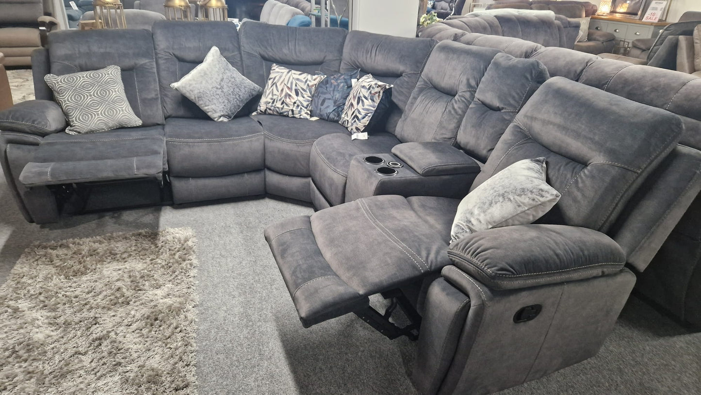 Shannon Recliner Corner Sofas - Grey Fabric