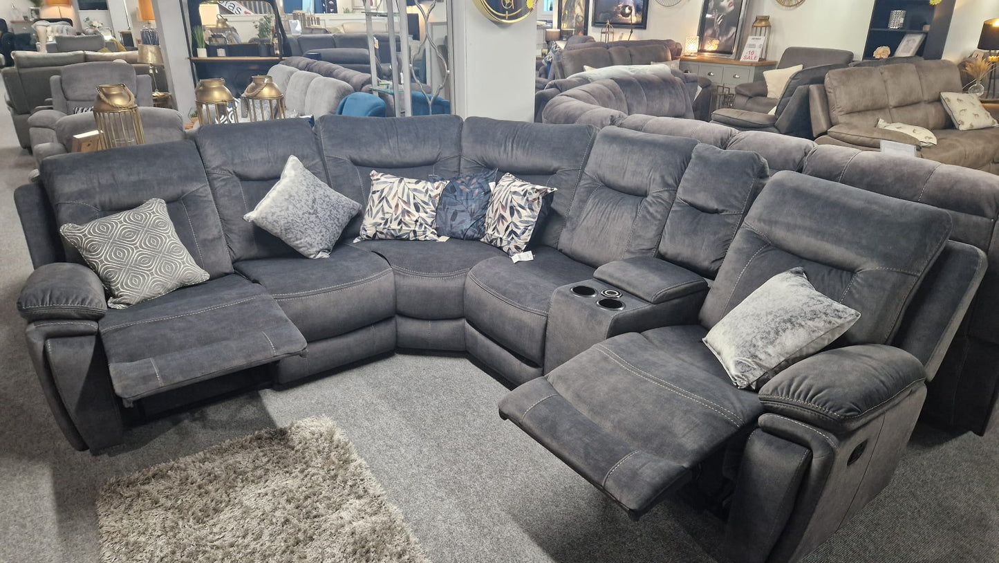 Shannon Recliner Corner Sofas - Grey Fabric