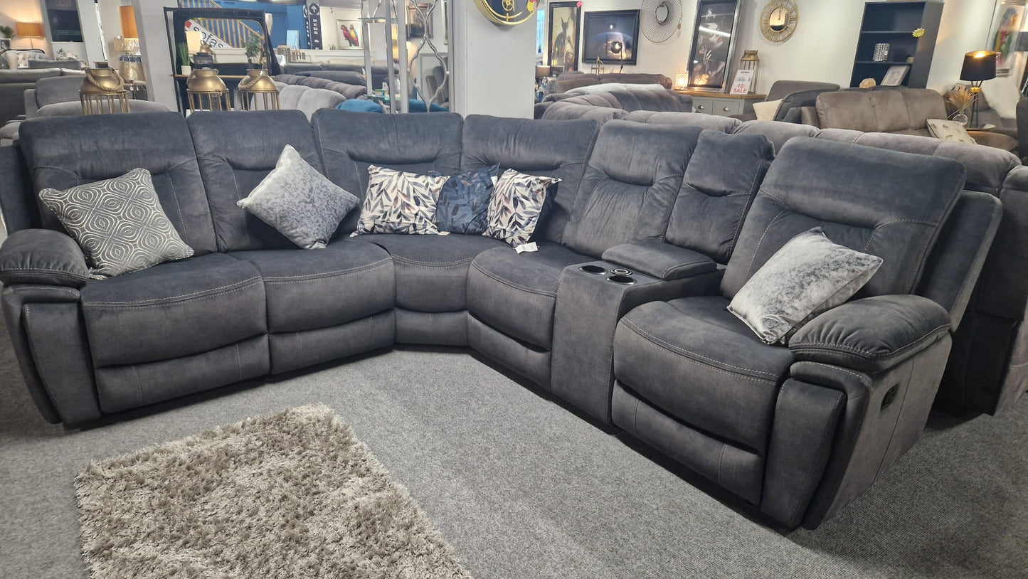 Shannon Recliner Corner Sofas - Grey Fabric