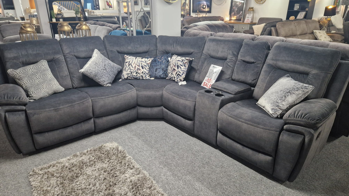 Shannon Recliner Corner Sofas - Grey Fabric
