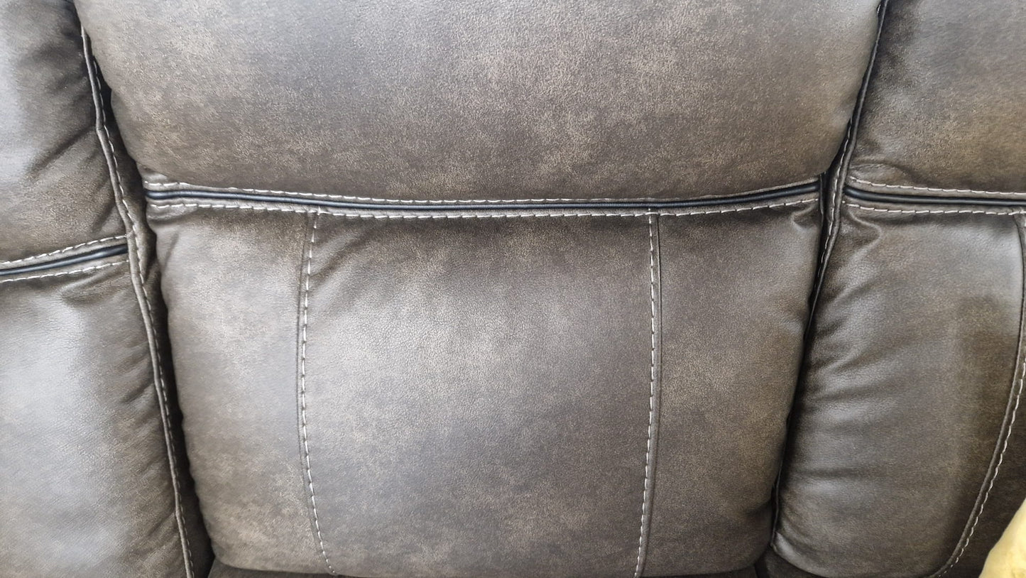 Kilkeen Recliner Sofas - Grey Brown Air Leather
