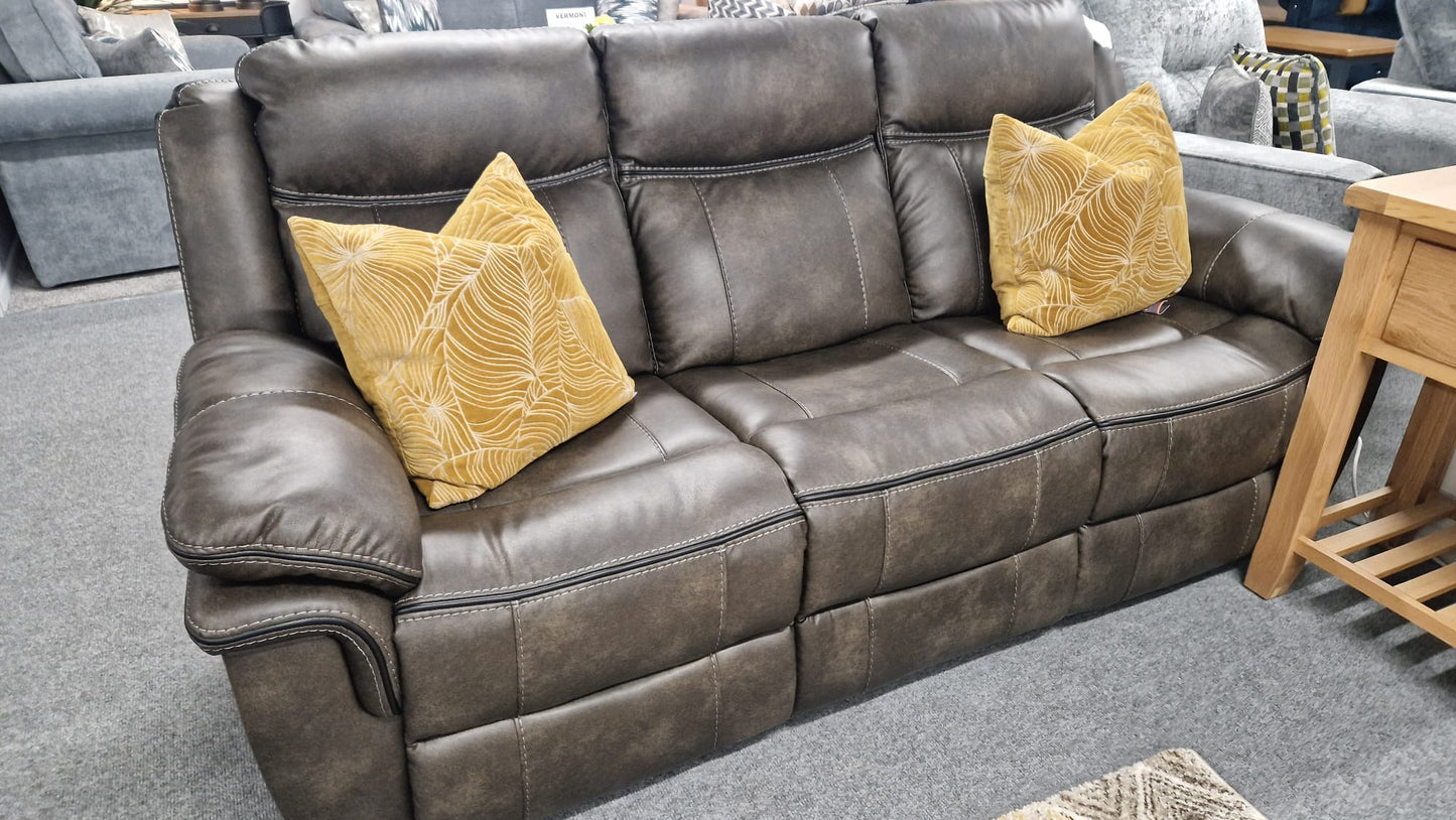 Kilkeen Recliner Sofas - Grey Brown Air Leather