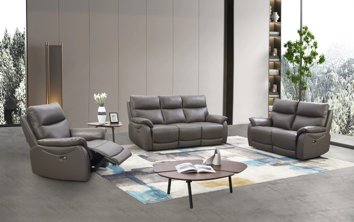 Hartley Recliner Sofas - Grey Leather