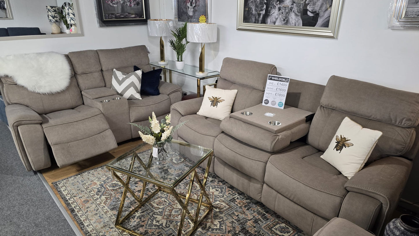 Sheldon Power Recliner Sofas - Beige Fabric