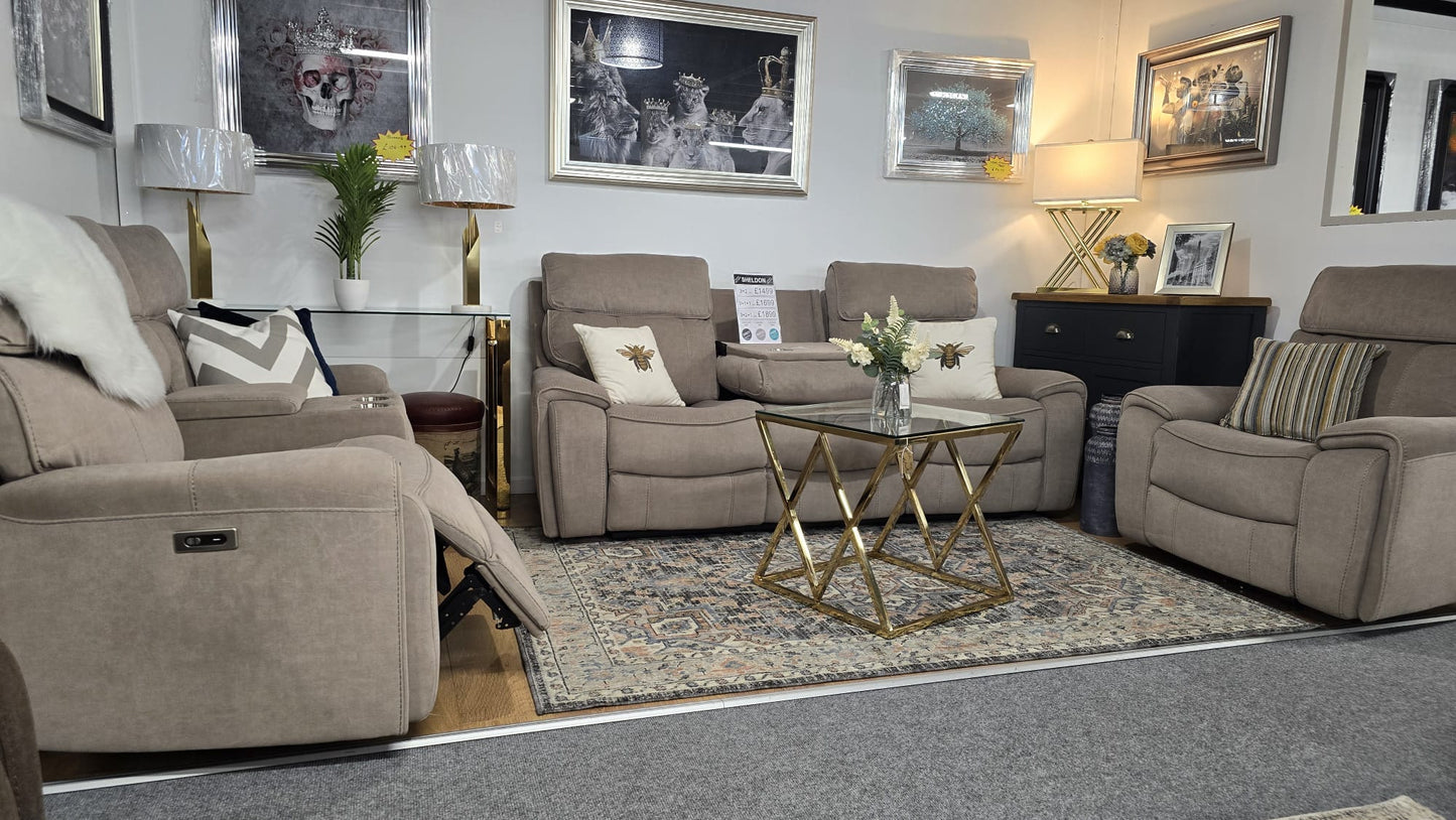 Sheldon Power Recliner Sofas - Beige Fabric