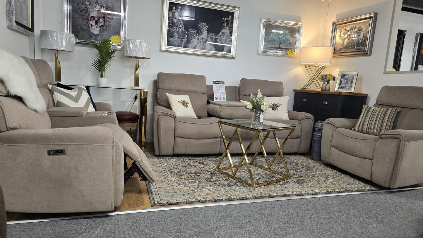 Sheldon Power Recliner Sofas - Beige Fabric