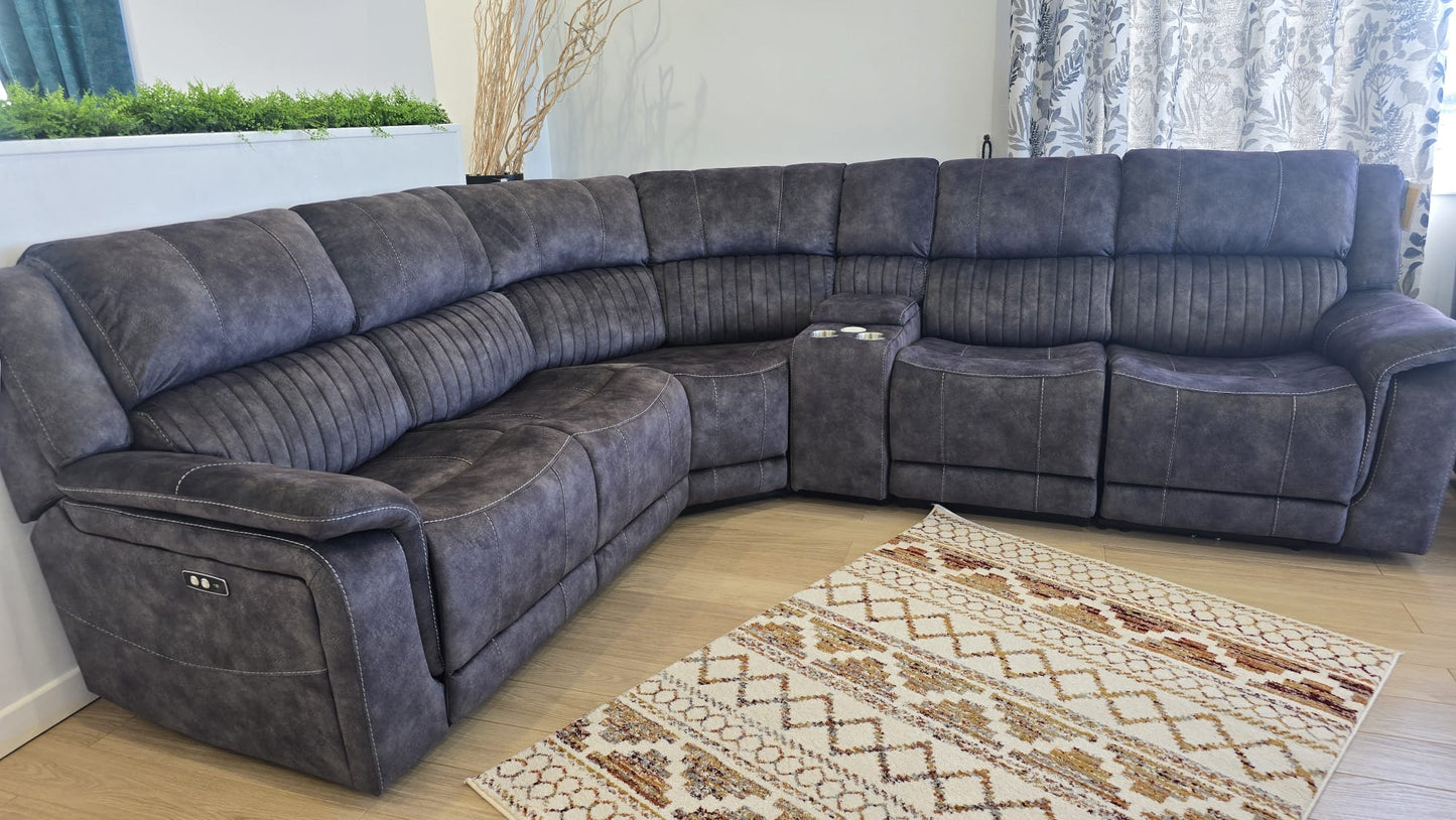 Platina Recliner Corner Sofas - Dark Grey Fabric