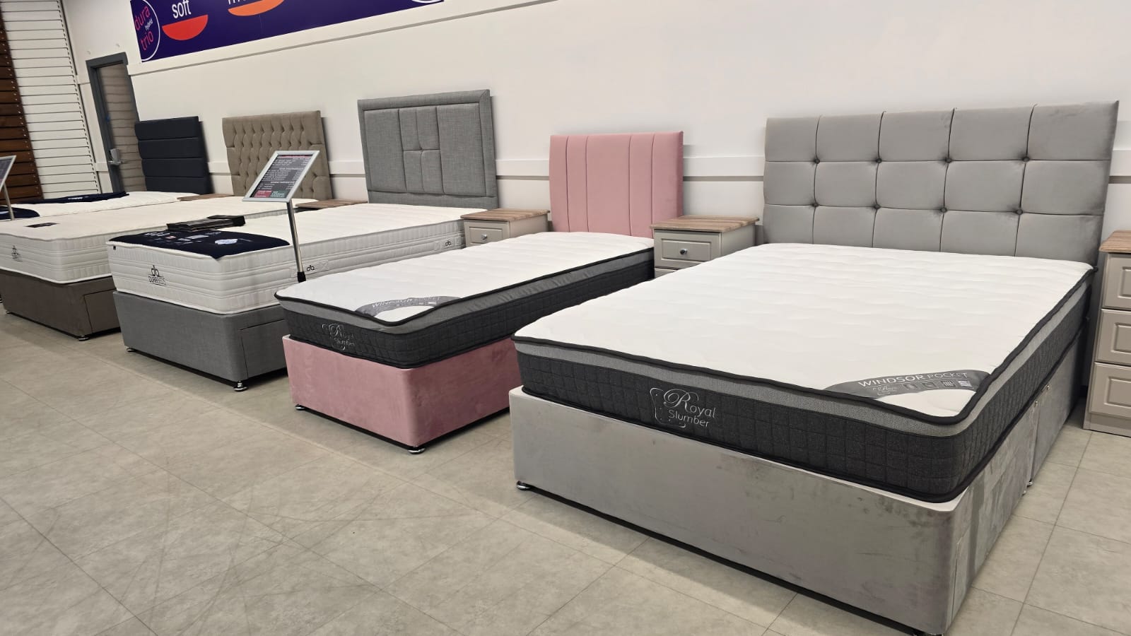divan beds in various colors and headboards
