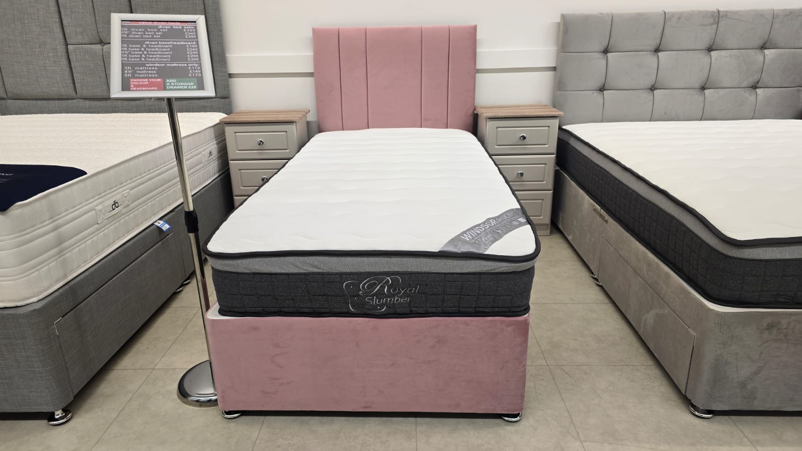 divan beds in various colors and headboards