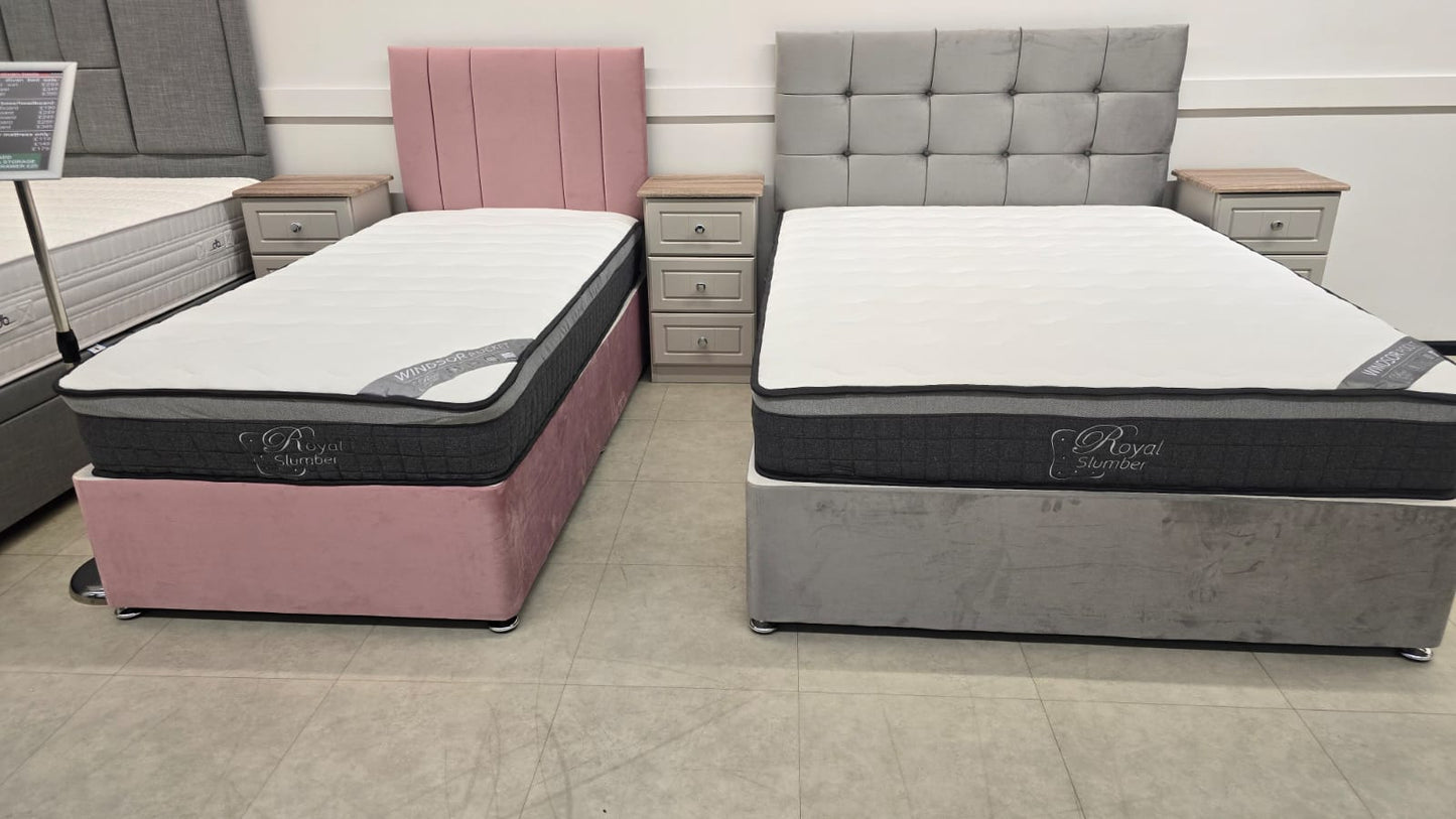 Divan Bed Set In Plush Silver