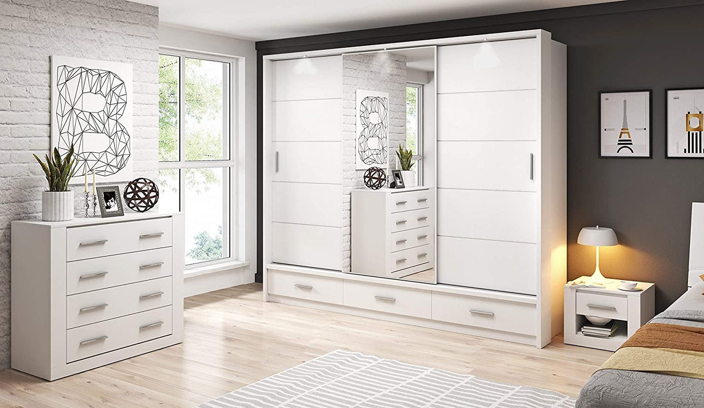 alpha sliding door wardrobe 250cm white front view
