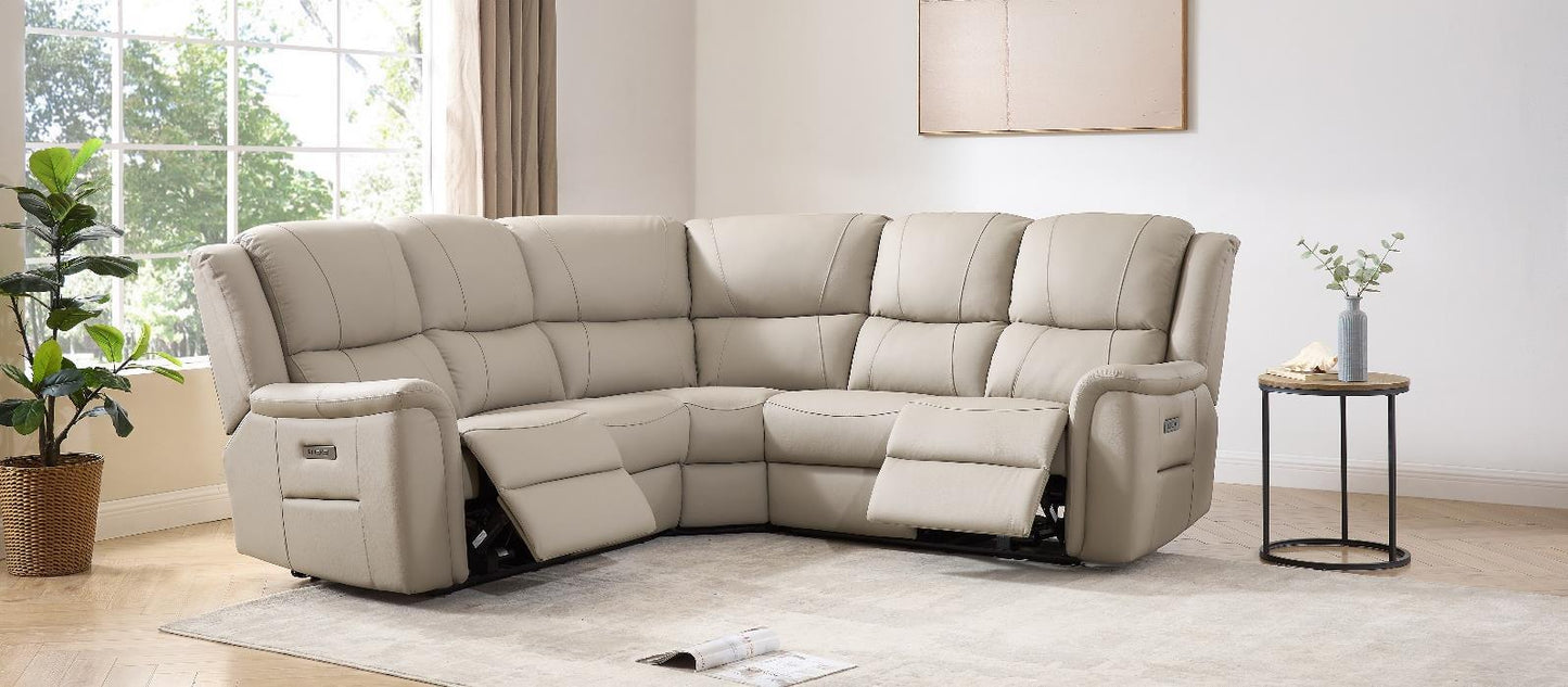 Melbourne Grey Leather Power Recliner Sofas