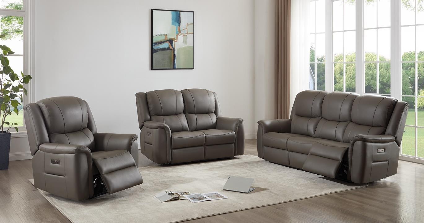 Melbourne Latte Leather Power Recliner Corner Sofas