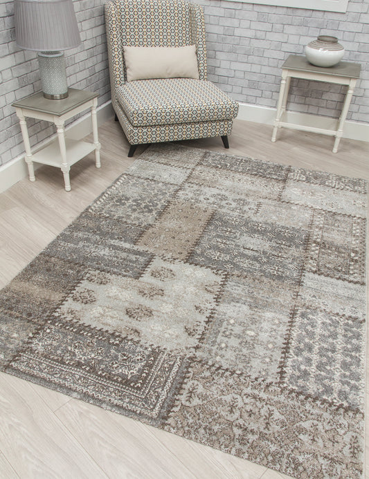 Antika Patchwork Greige Rug