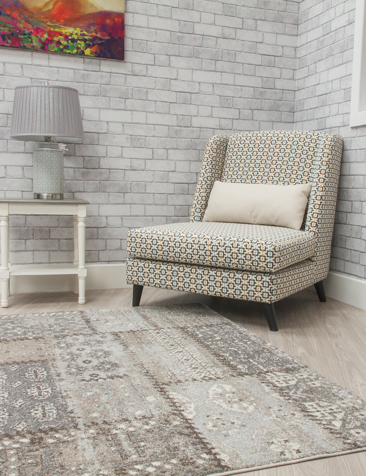 Antika Patchwork Greige Rug – Sheepbridge Sofas & Beds
