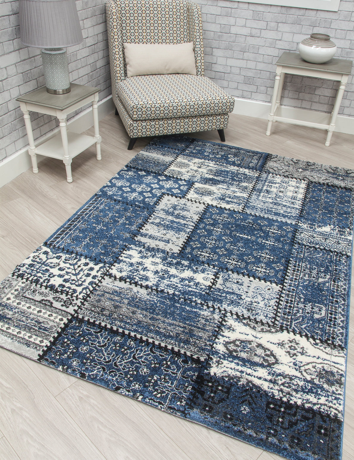 Antika Patchwork Navy Rug