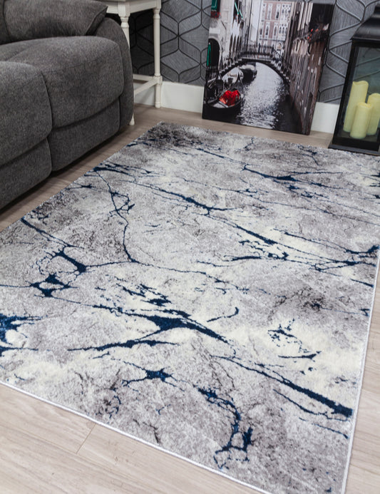 Glitz Marble Grey Blue Rugs